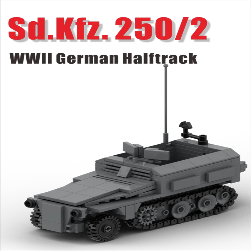 WWII German Semi-tracked Armored Vehicle MOC Soldiers Figure Accessories Building Blocks Military Assemble Kids Toys Gift