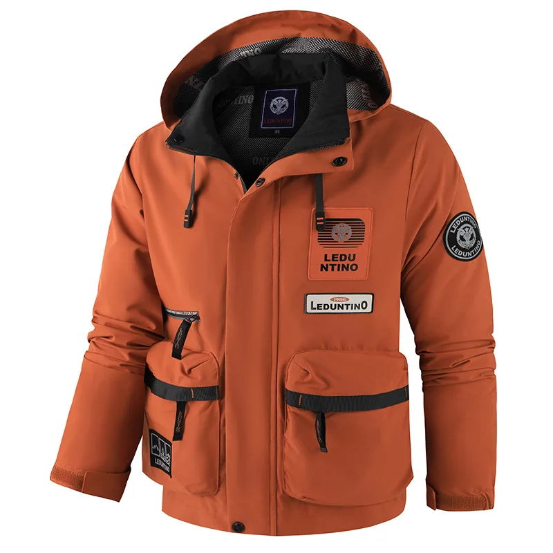 Winter Men's Hooded Waterproof Windproof Multiple Zipper and Flap Pockets Fashion Thickened Coldproof Casual Outdoor Jacket 3XL