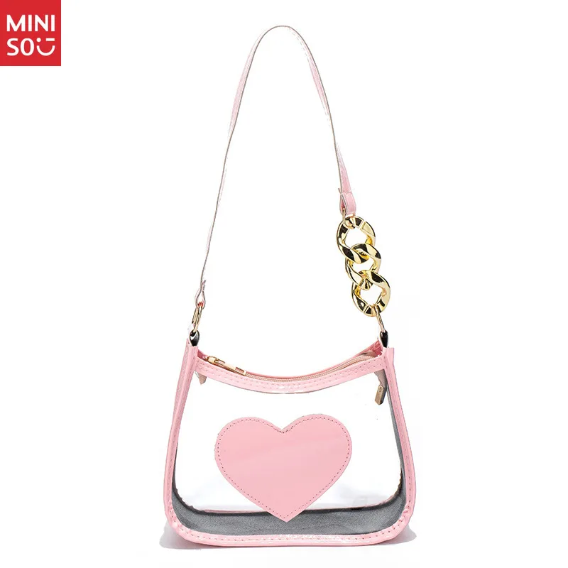 Miniso Sweet Heart Underarm Bag 2025, PVC Jelly Crossbody Purse