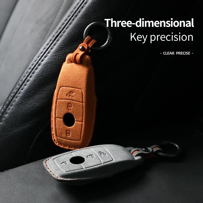 

For Mercedes Benz A C E S G Class GLC CLE CLA GLB GLS W177 W205 W213 W222 X167 AMG Suede Leather Car Key Case Shell Keychain
