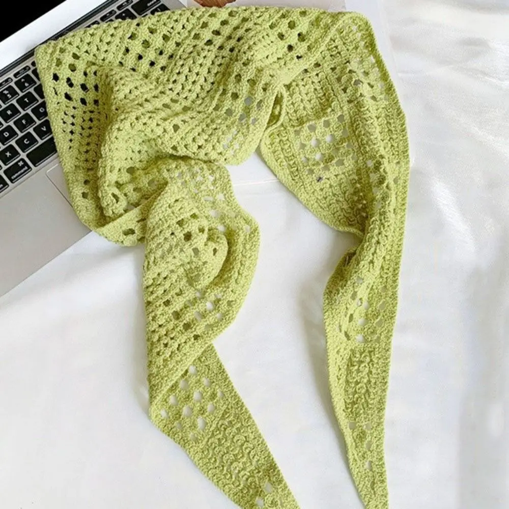 우아한 중공 니트 삼각형 스카프 Y2k 목도리 앞치마 랩 스카프 Headscarf 힙 스카프 여름