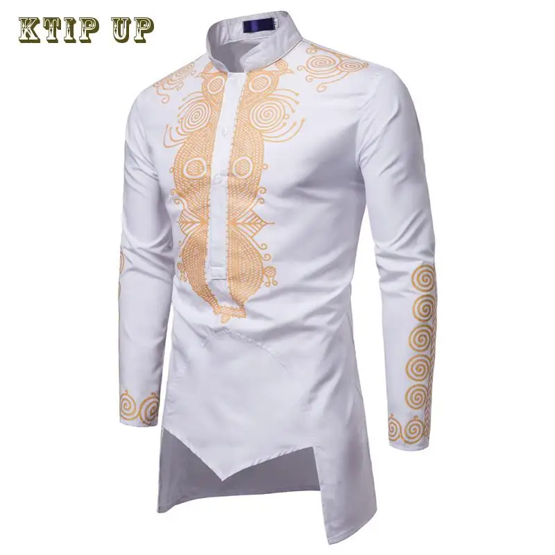 Fashion Men Islamic Arab Muslim Kaftan Stand Collar Gilding Long Sleeve Vintage Robes Middle East Musulman Tops Male Clothing