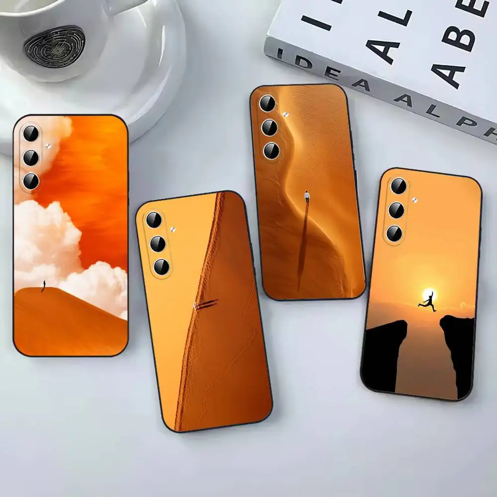Orange Sunset Scenery  Fashion Black coque Phone Case For Samsung Galaxy A12,22,32,52,53,71,73, Note9,10,20 Ultra