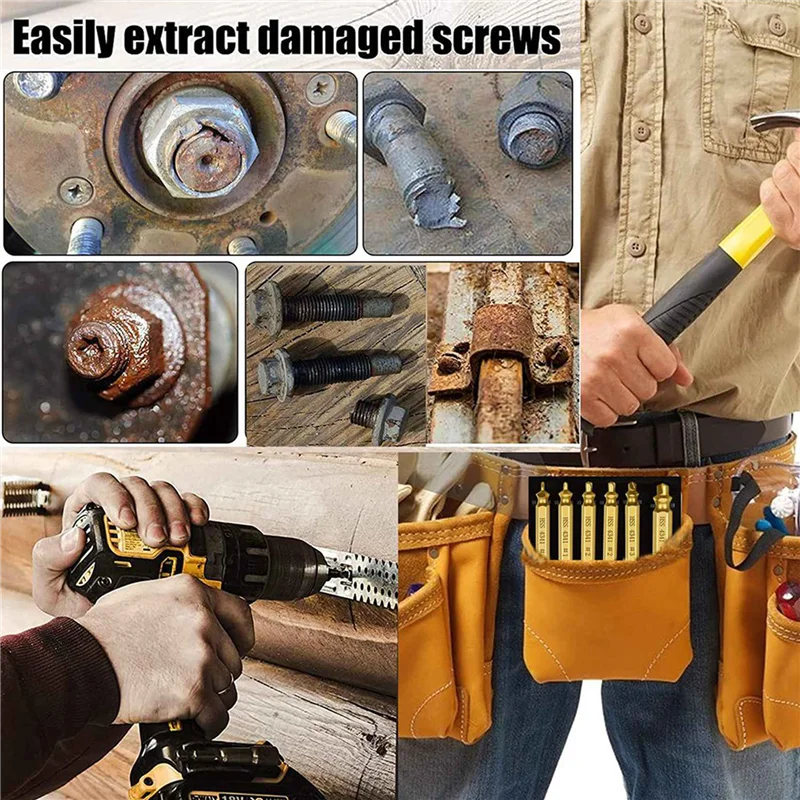 

A53Q-12PC Набор для извлечения поврежденных винтов, набор съемников для снятия изогнутых винтов для легко и быстрого удаления, общие размеры сломанного инструмента