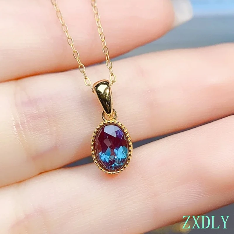 2024 New Alexandrite Necklace Dainty Necklace for Women Natural Birthstone Different Shine Alexandrite Solitaire Pendant