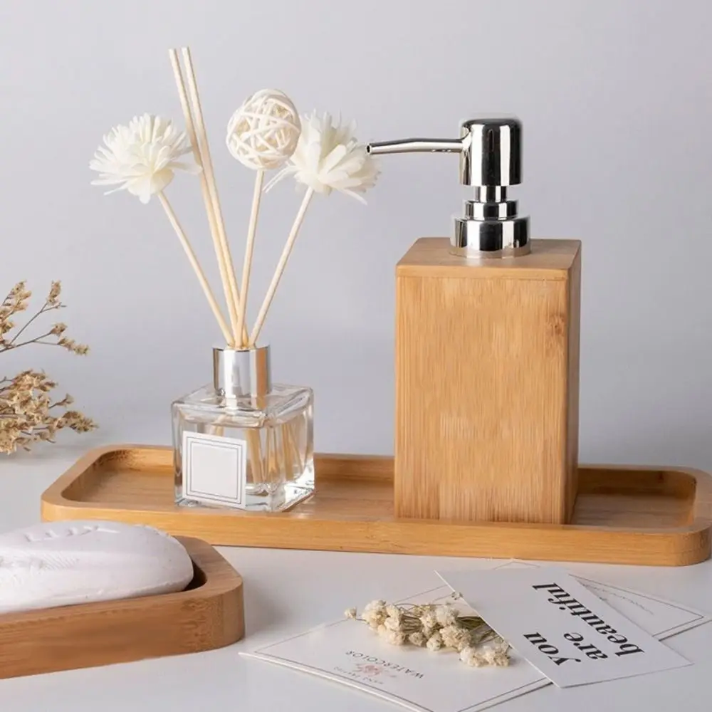 Suministros dispensador de jabón de bambú, bomba, dispensador de champú para el hogar, accesorios, contenedor de jabón de ducha, Baño