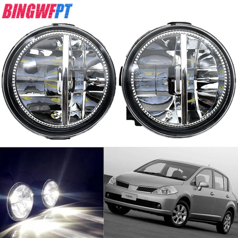 

Передние светодиодсветодиодный Противотуманные фары для Nissan Tiida Hatchback C11x 2007 2008 2009 2010 2011 2012, галогенные лампы для замены противотуманных фар s