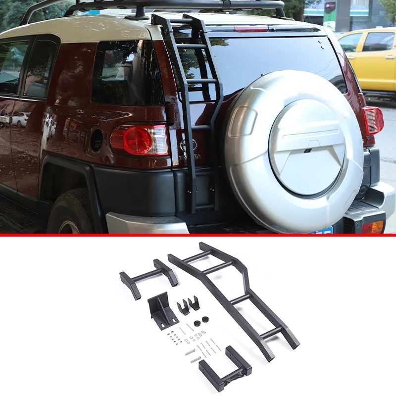 

For Toyota FJ Cruiser 2007-2021 Car Rear Tail Door Tailgate Roof Ladder Climbing Exterior Aluminum Alloy Black Accessories