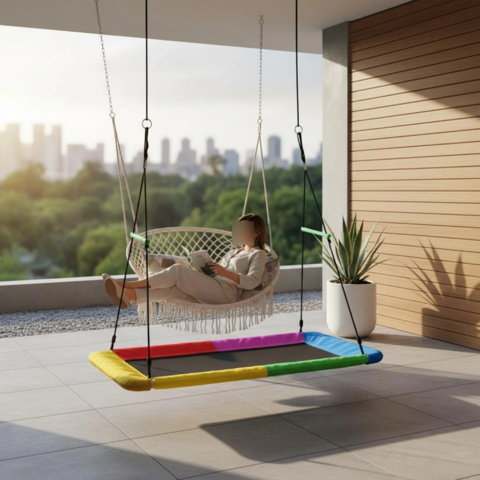 Rectangular Swing Swing Seat Easy to Install Butterfly Swing Seat for Indoor
