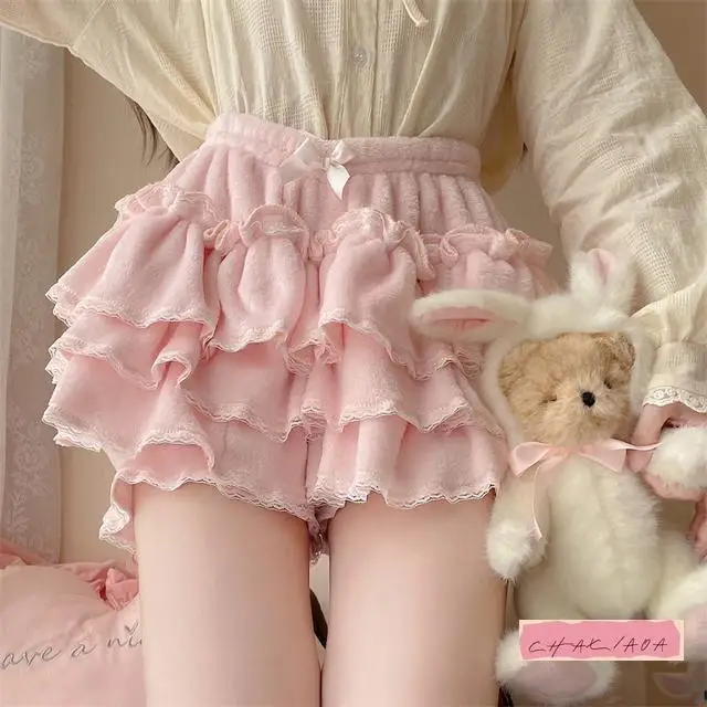Японские оригинальные милые праймеры в стиле Лолиты, безопасные антисветовые плюшевые теплые пушистые женские шорты Jk, шаровары с тыквой, женские шаровары допамина