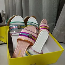 2024 foreign trade summer new color flat slippers female metal eagle head to wear a line of casual slippers