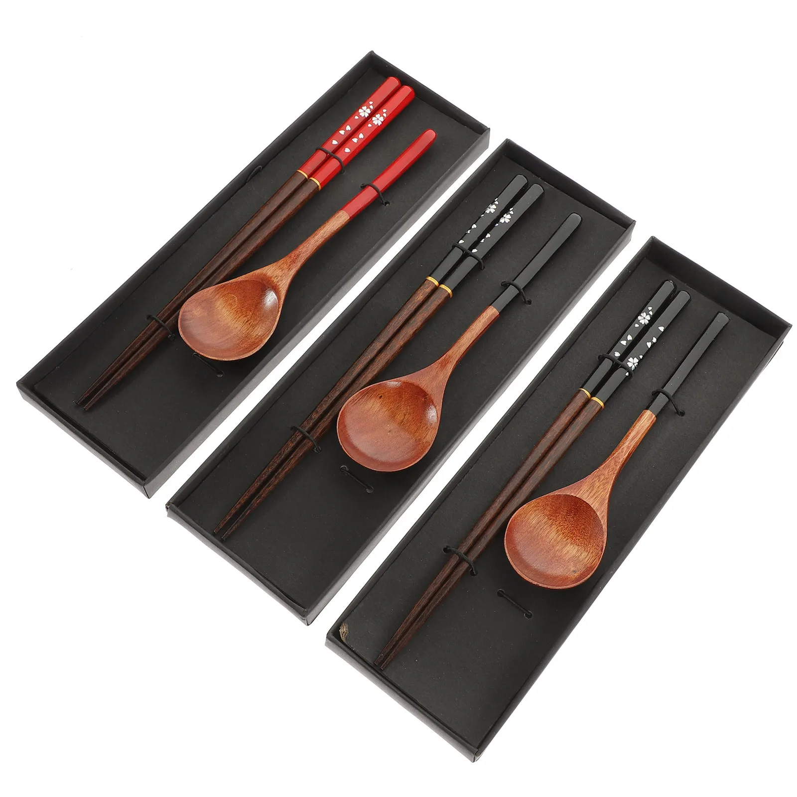 

3Sets Wooden Travel Utensils Set Small Size Light Weight Easy to Carry Suitable for Various Occasions Japanese Tableware