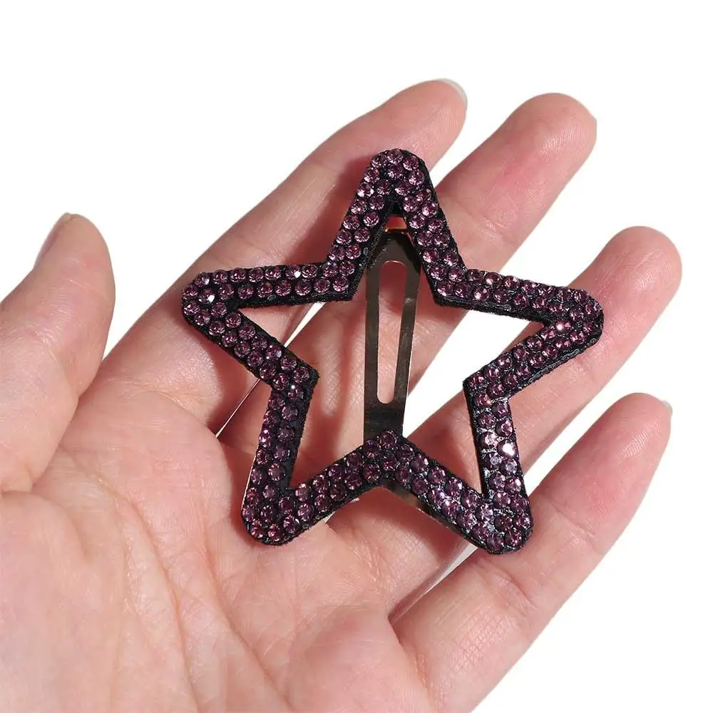 Bling Geometric Rhinestone Star BB Clip\ Metal Y2k Star Side Clip Pentagram Hair Accessories Hollow Hair Clip Party