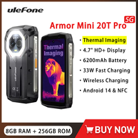 Ulefone Armor Mini 20T Pro 5G Rugged Phone Thermal lmaging 4.7Inch 8GB 256GB 6200mAh 33W Fast Charge Small Smartphone Android 14