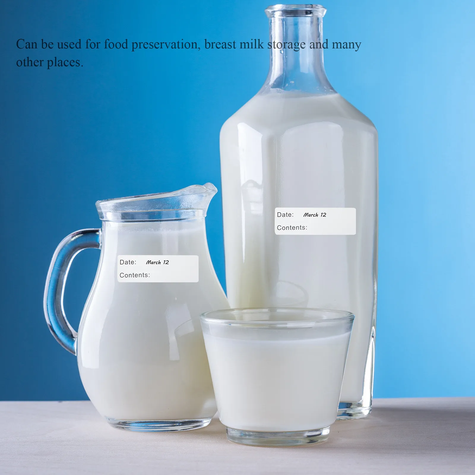 6-ロールプレミアム母乳保存ラベル-書き込み可能な日付ステッカー-食品冷凍庫ラベル-強力な粘着力-きれいな手書き