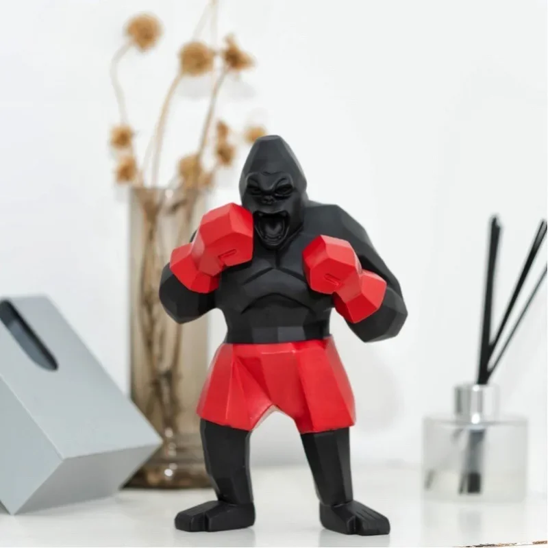 

Nordic Boxing Gorilla Resin Sculpture Ornaments, Living Room Entrance Study Office Desktop Miniature Ornaments, Creative Gifts