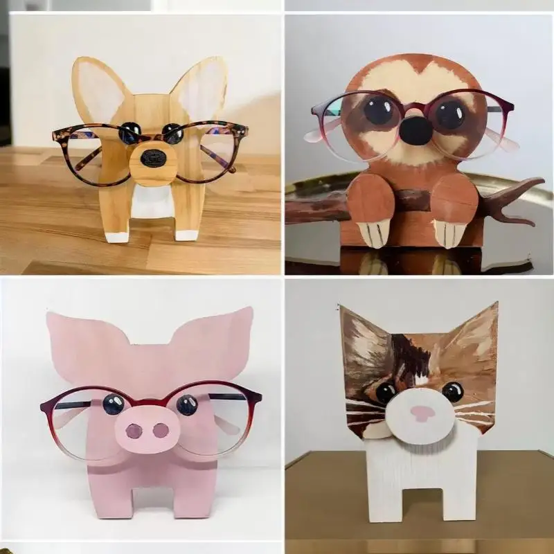 Eco-friendly Cute Wooden Animal Sunglass Display Rack Compact Eyeglass Storage Stand for Desk Retail Shop