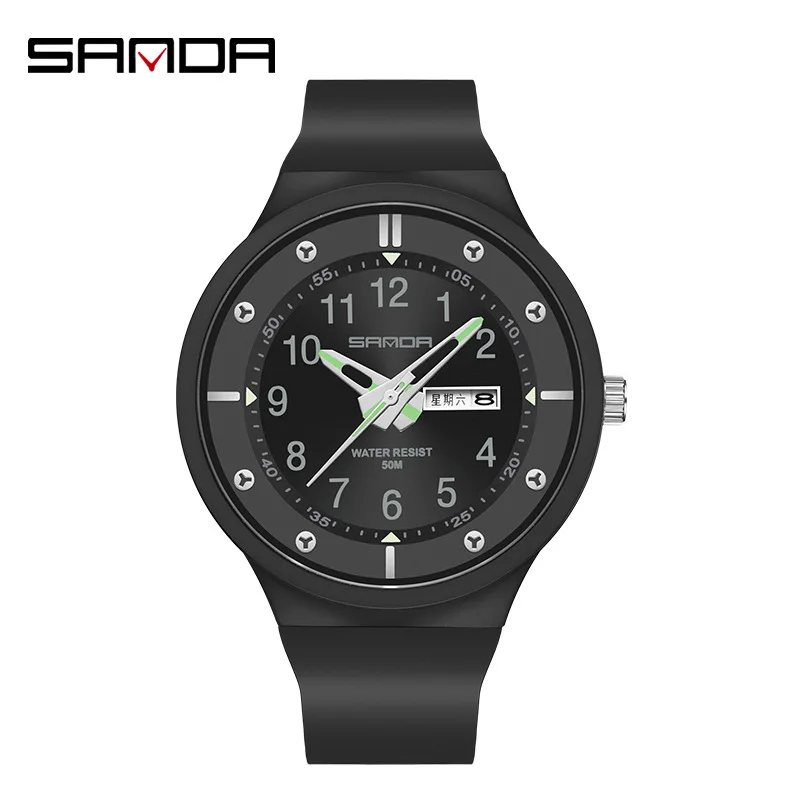 Sanda 9012 Watches Youth Fluorescent Fashion New 2023 Top Men's Trend Outdoor Waterproof Calendar Quartz Watch diggro đồng hồ