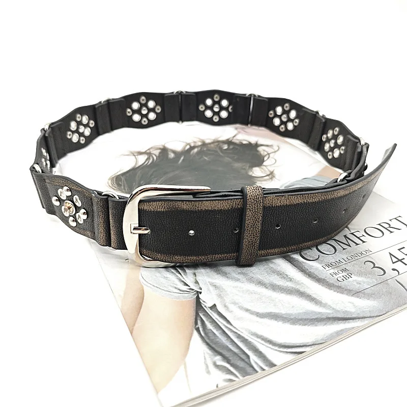 

2025 дизайнерские винтажные поясные ремни из искусственной кожи для женщин, джинсовые ремни Y2K с нерегулярными отверстиями и заклепками, богемные Ceinture Cinto Punk