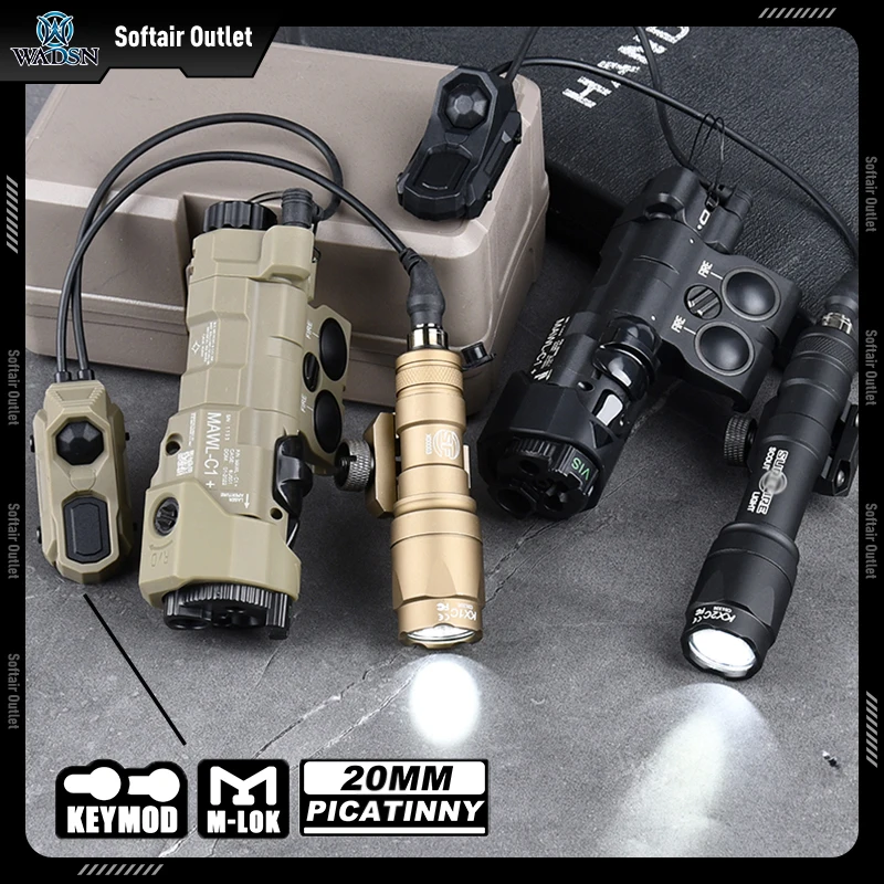 WADSN Nylon MAWL-C1 Laser Full-Function +SF M600C Flashlight+UAXON Switch Set MAWL C1 Red Dot Green Blue IR Laser Fill Light