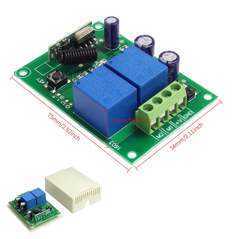 433MHz Universal Wireless Remote Control Switch DC 12V 2CH RF Relay Receiver Module and 500m Transmitter For Electric Motor