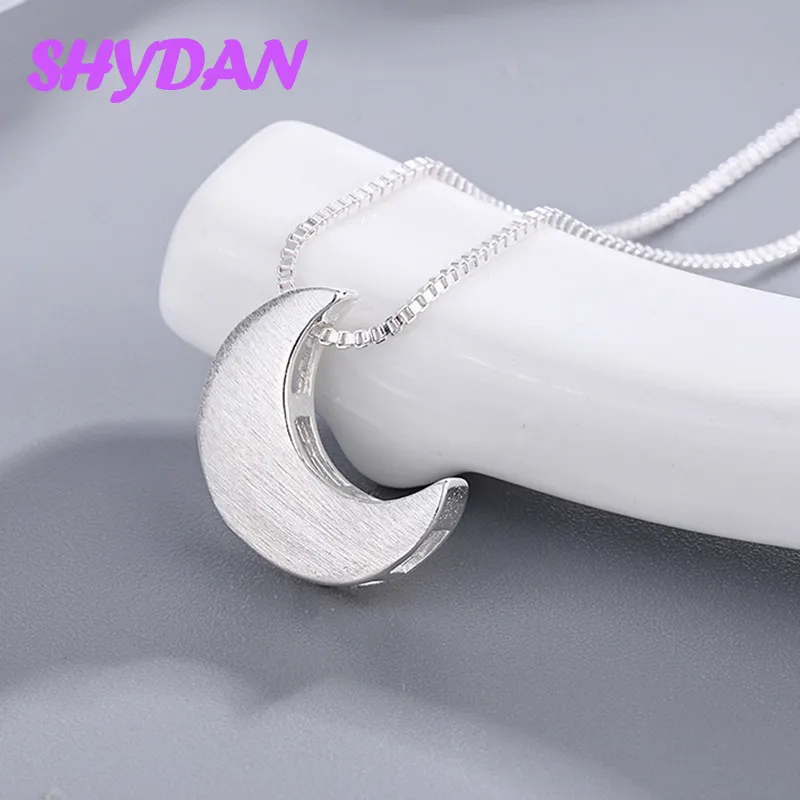 SHYDAN 925 Sterling Silver Simple Moon Pendant Necklaces For Women Fashion Design Jewelry