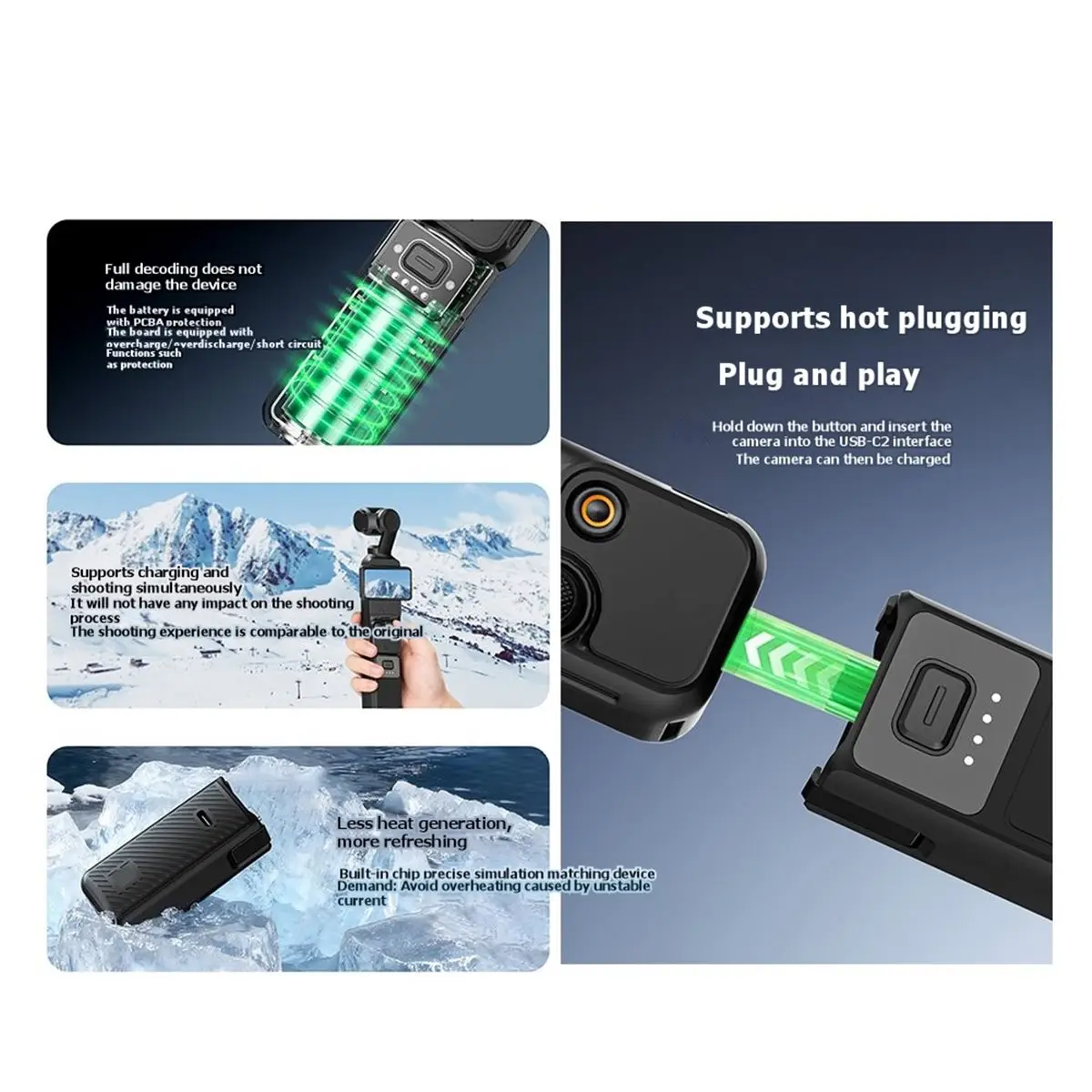 Can buy Battery Handle Grip Power Bank for DJI Pocket3 Extended Battery Stick with Power Indicator Portable Charging Grip