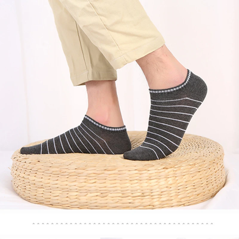 5/10 Pairs Neutral Knitted Anti Odor Short Socks Fashionable Stripes Sweat Absorbing Breathable Comfortable Couples Casual Socks
