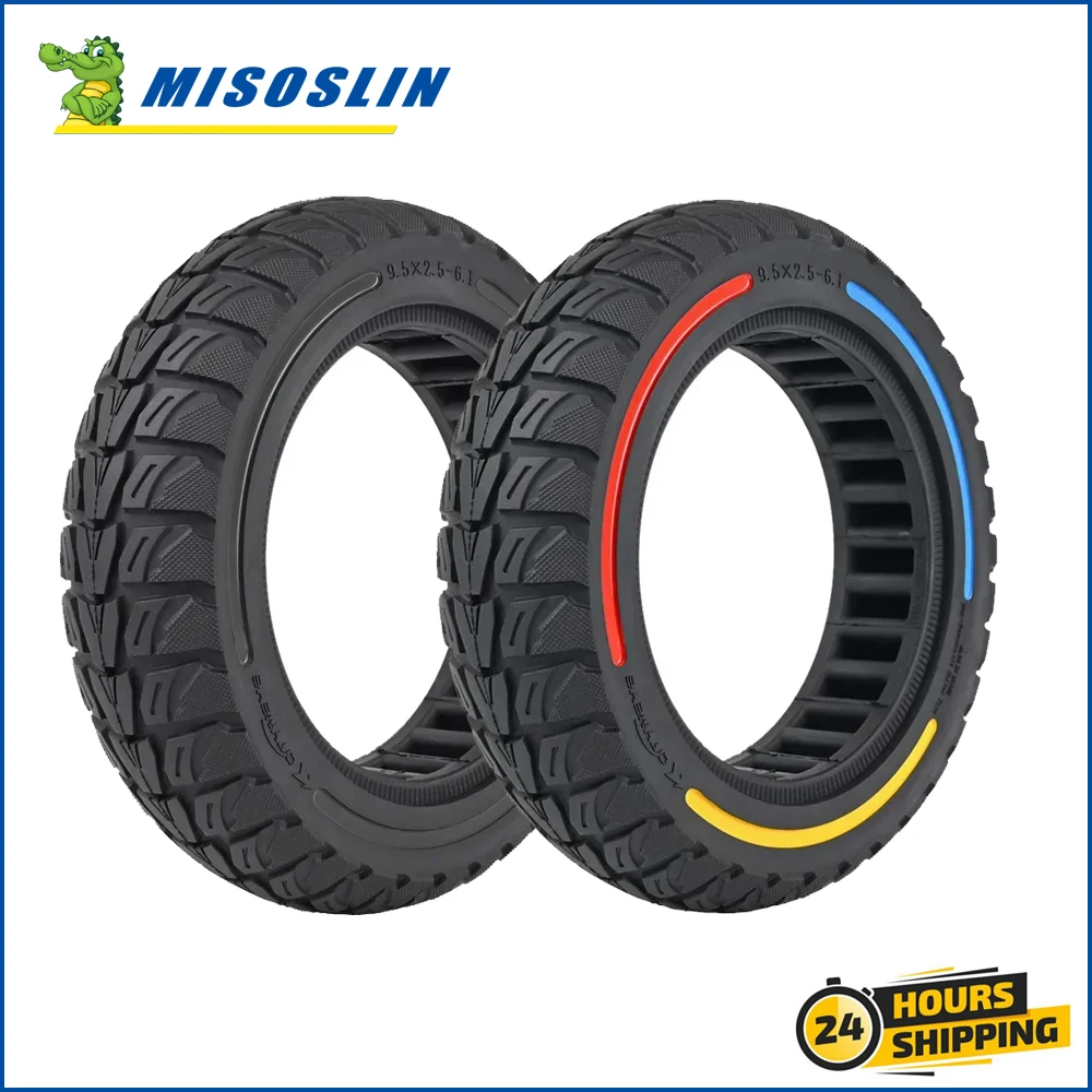 9.5x2.5-6.1 Tubeless Solid Tire Replacement for NIU KQI3 Eectric Scooter Flick Color 9.5 Inch Solid Tires Shock-absorption Tyre