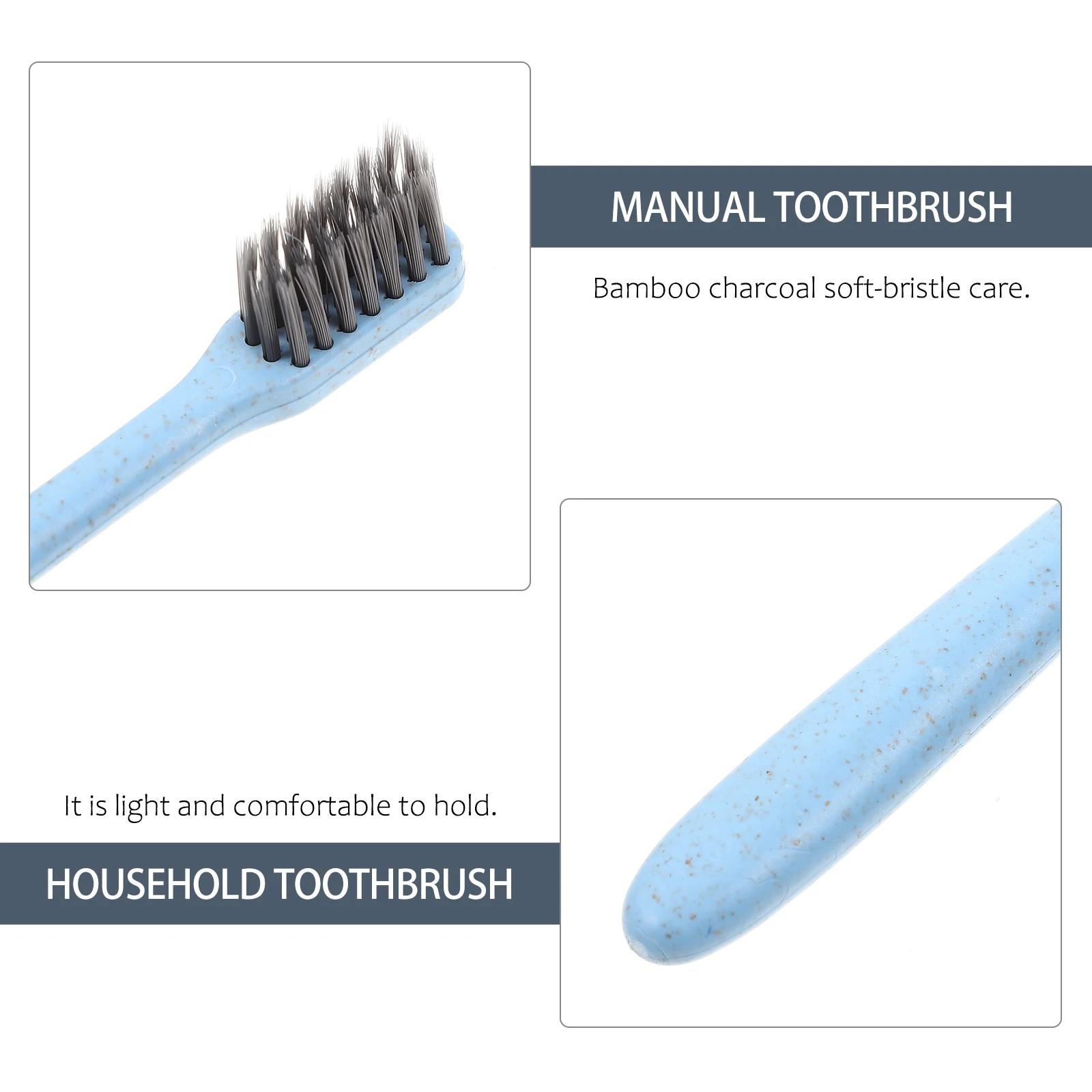 

12pcs Oral Cleaning Teeth Portable Toothbrush Travel Wheat Straw Soft Bristle Comfortable Grip Lightweight Dental Care Tool For