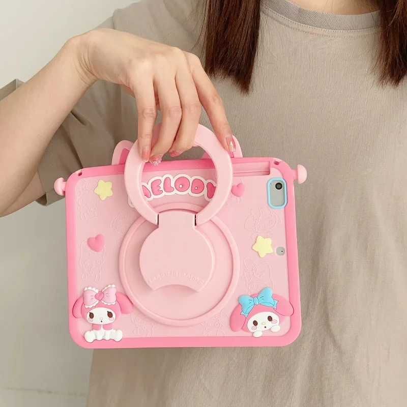 

Melody Ipad Case for 10th 10.9in Silicone Tablet Case 7th 8th 9th 10.2in with Rotating Stand Air4 5 Mini6 8.3in Protective Cover