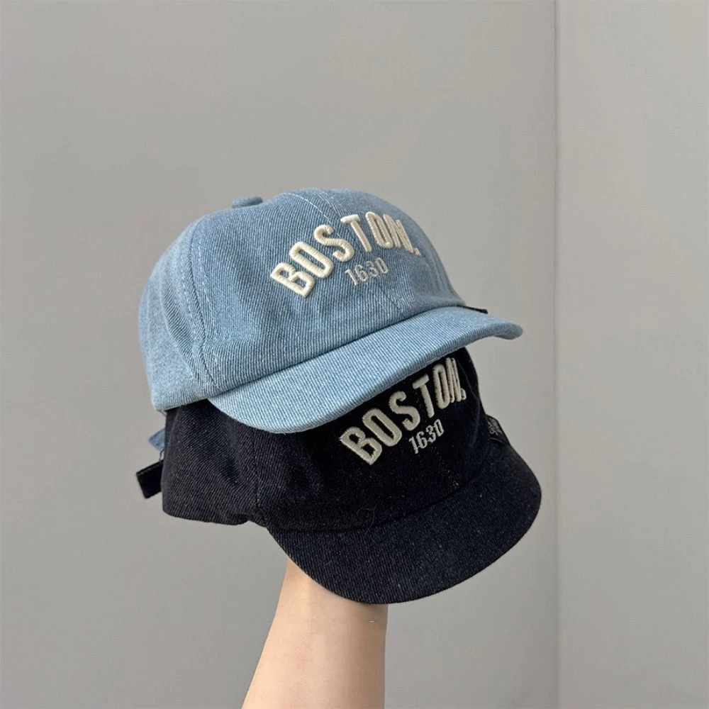 

Fashion Blue Denim Cap Short Brim Hip Hop Letter Baseball Cap Dome 1-3Y Baby Visor Hat Outdoor