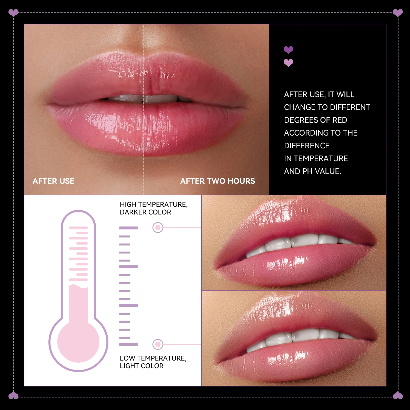 Temperature Gradient Powder Blusher Lip Cream Color Changing Transparent Powder Blusher Long Lasting Moisturizing Lip Gloss