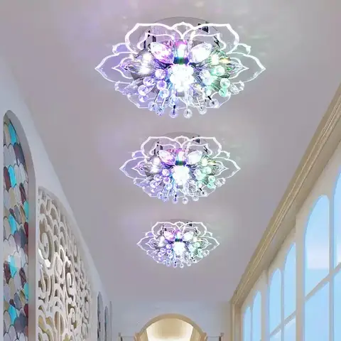 크리 에이 티브 LED 천장 조명 크리스탈 꽃 샹들리에 침실 복도 거실 펜던트 램프 침실 주방 장식 조명