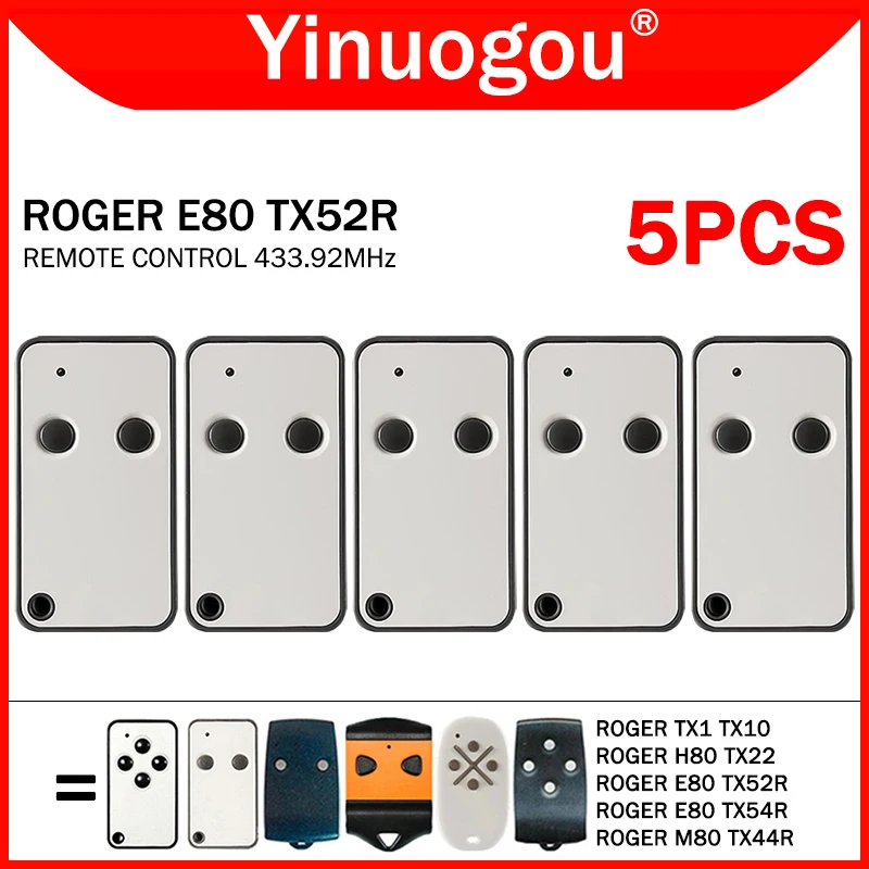 

5шт ROGER E80 TX52R TX54R 2 M80 TX44R H80 TX22 TX1 TX10 пульт дистанционного управления для гаражных ворот 433,92МГц пульт дистанционного управления для электрических ворот