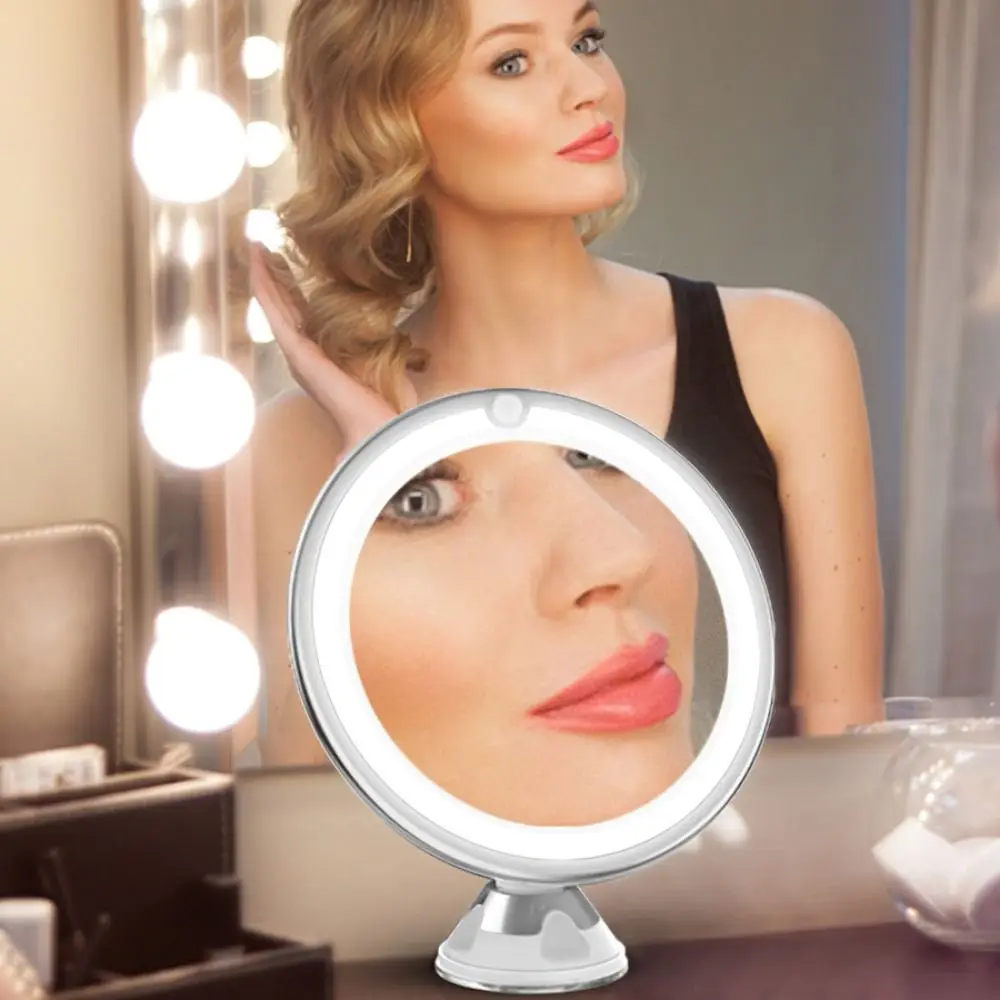 Flexible 10x Magnifying Mirror LED LightingTouch Screen Portable Dressing Table Makeup Dry Battery