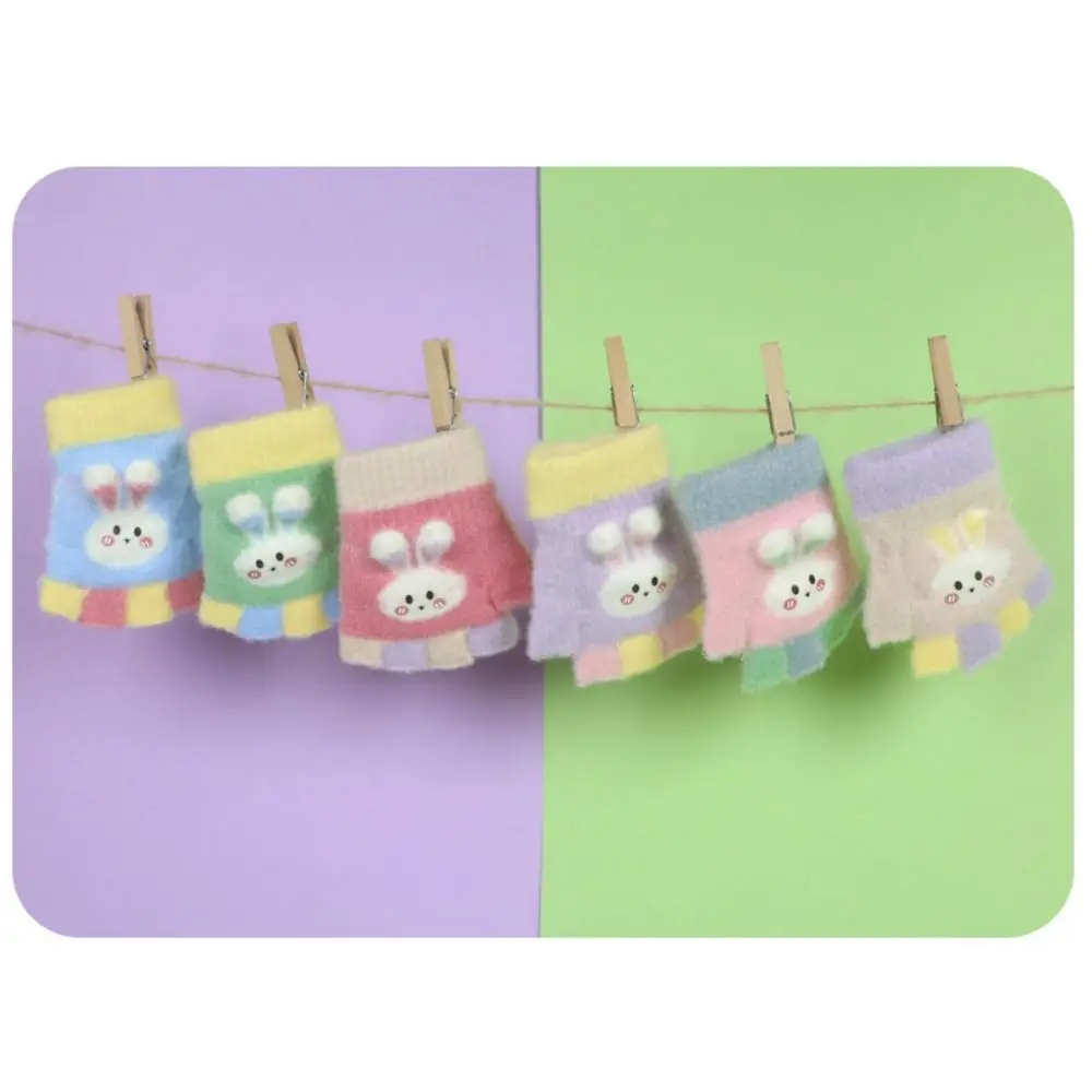 Durable Wool Children Gloves Coldproof Warm Kids Fingerless Gloves Cartoon Winter Gloves For 0-2 Years Kids