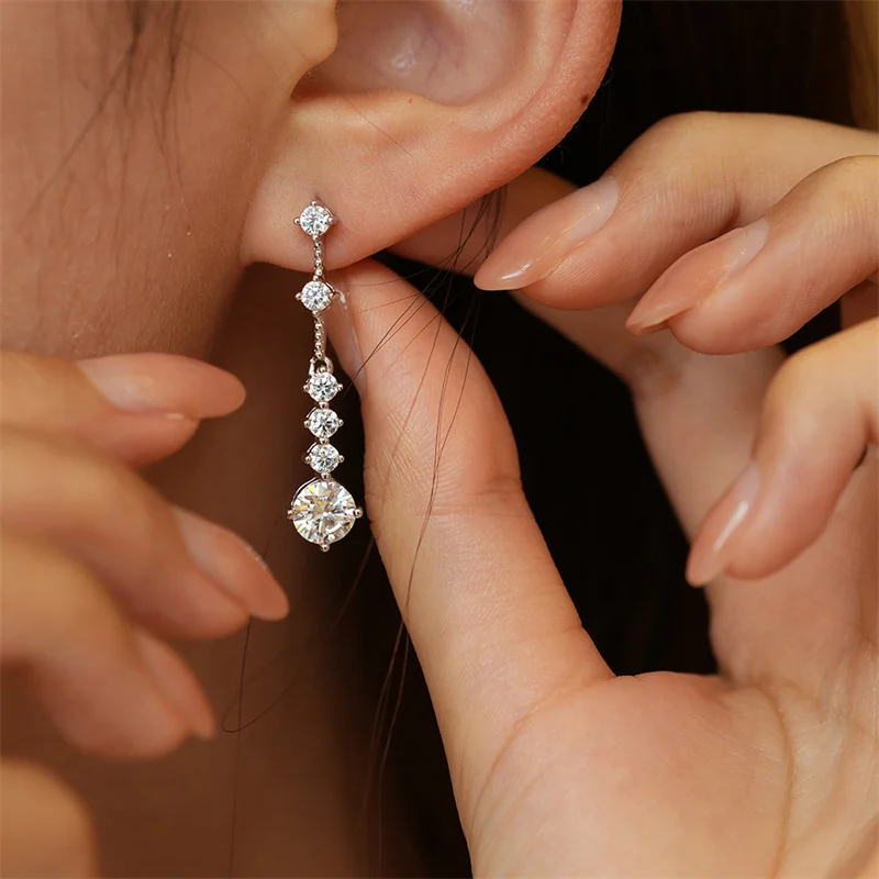 

Certified Moissanite D Coler Tassels Chain Dorp Earring for Women 925 Sterling Silver Dangling Earrings Jewelry Gifts
