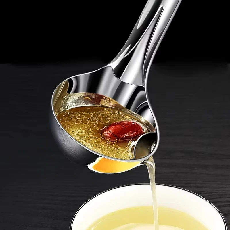 99.9% Anti-bacterial Pure 316L Stainless Steel Oil Separating Spoon LFGB Certification Soup Ladle Family Banquet Tableware