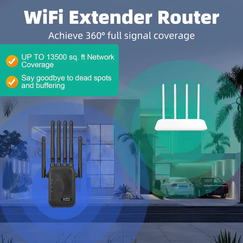 Regaton 1200Mbps Dual Band WiFi Extender, 2.4G+5.8G Wireless Signal Repeater Home WiFi Range Booster for Indoor Coverage Sc6261a06b41043a68f53be1bee3609f6a