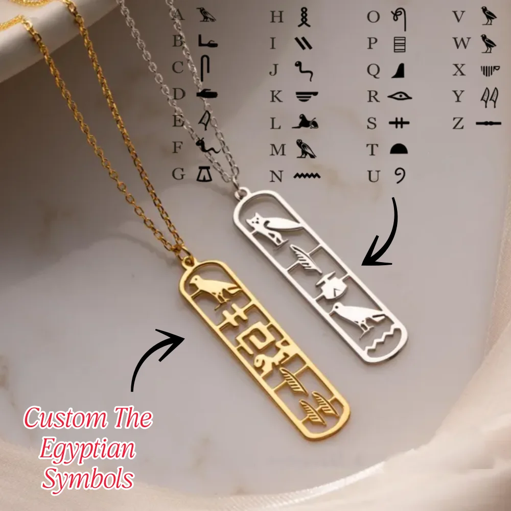 

﻿ Custom Egyptian Necklace Hieroglyph Name Pendant for Women Men Personalized Ancient Egyptian Hieroglyphic Jewelry Gifts