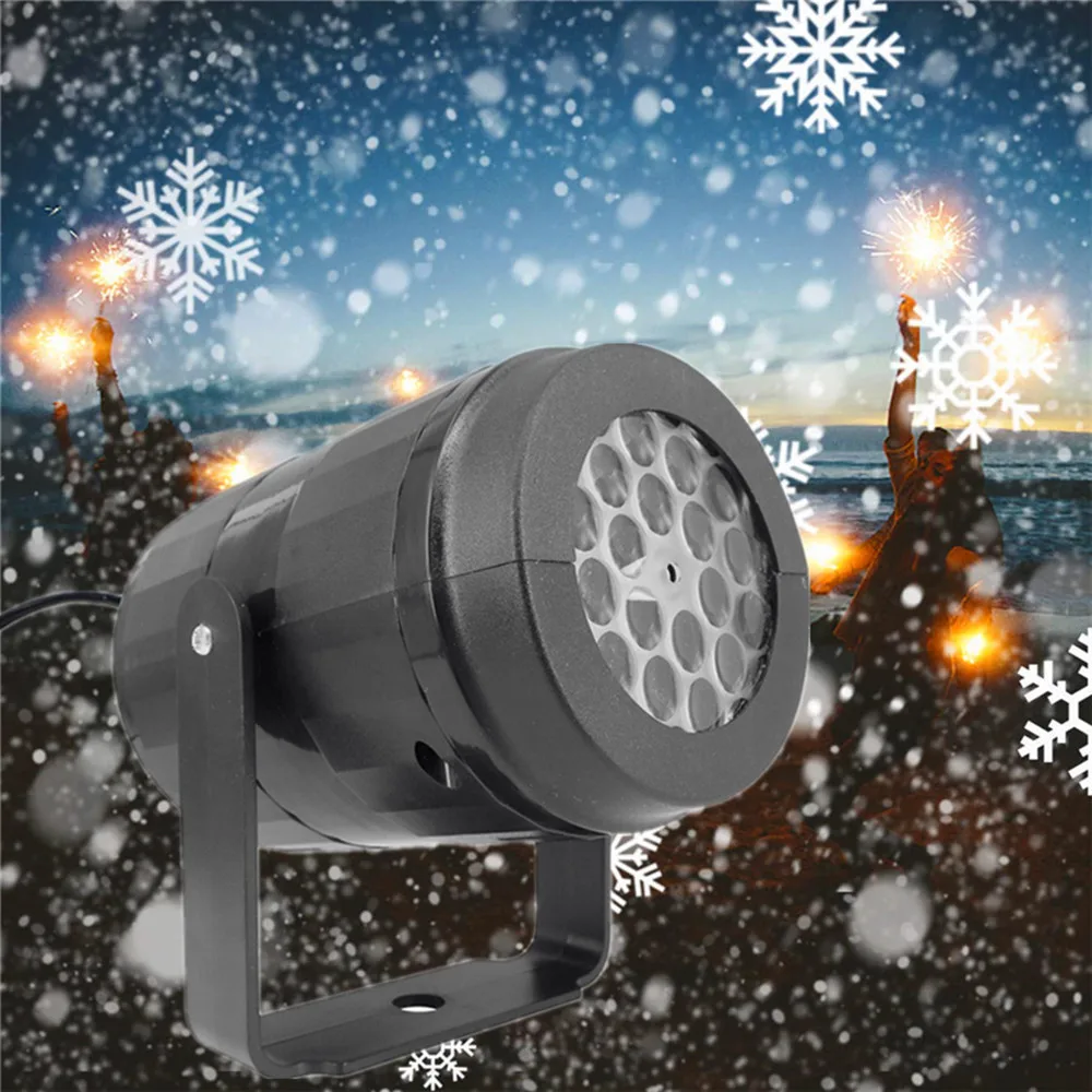 Christmas Party Lights LED Laser Snowflake Projector 4W Stage Lights Rotating Xmas Pattern Holiday Lighting Outdoor Garden Decor