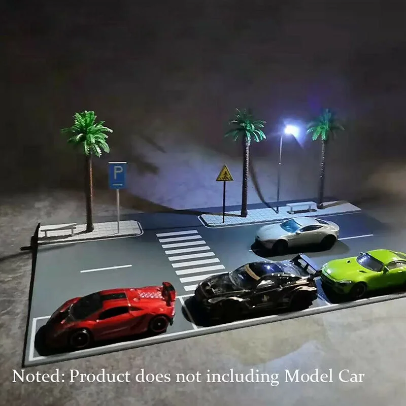 

1:64 urban road model, urban road parking lot background display scene model with parking space, Christmas gift