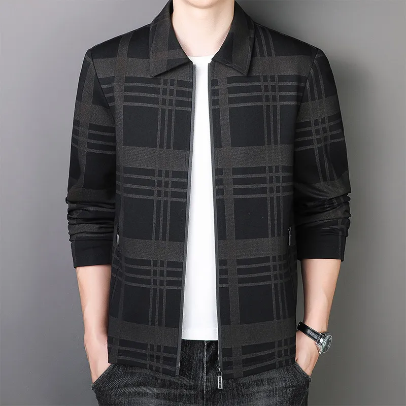 

New 2023 Spring Autumn Men Clothes Casual Zip Up Streetwear Bomber Plaid College Baseball Uniform Jacket OverSize