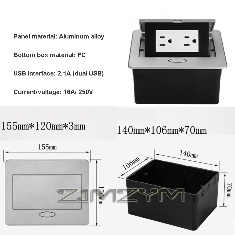 US Thai Table Pop Up Power Sockets Universal 16A Outlets 250V Alloy Black Sliver Cabinet Furniture Hidden Socket - Image 5