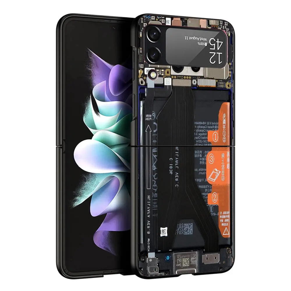 Motherboard Circuit Funny Pattern Case For Samsung Galaxy Z Flip 4 5 3 z Flip5 Flip4 5G Hard Phone Cover Flip3 Split Folding Bla