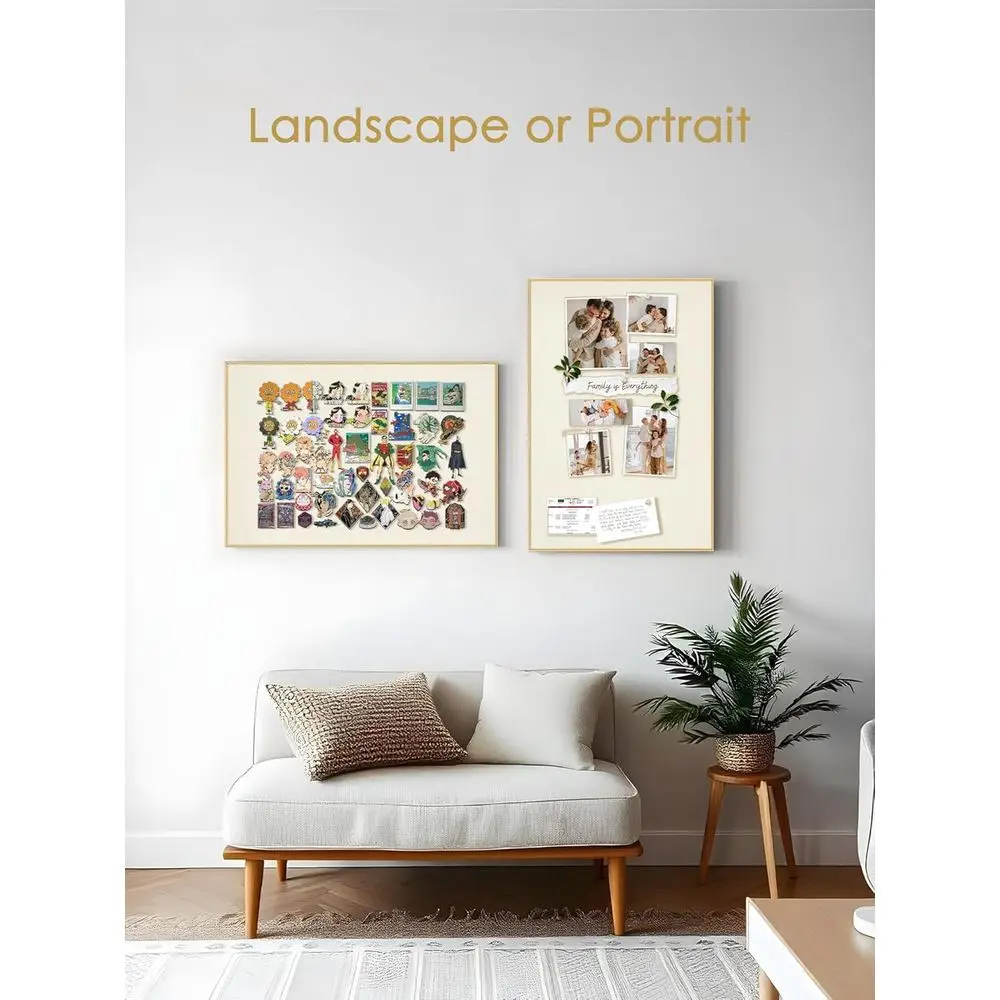 Quadro de Cortiça Branco Aveia 20x30 Polegadas com Moldura Dourada e 10 Alfinetes