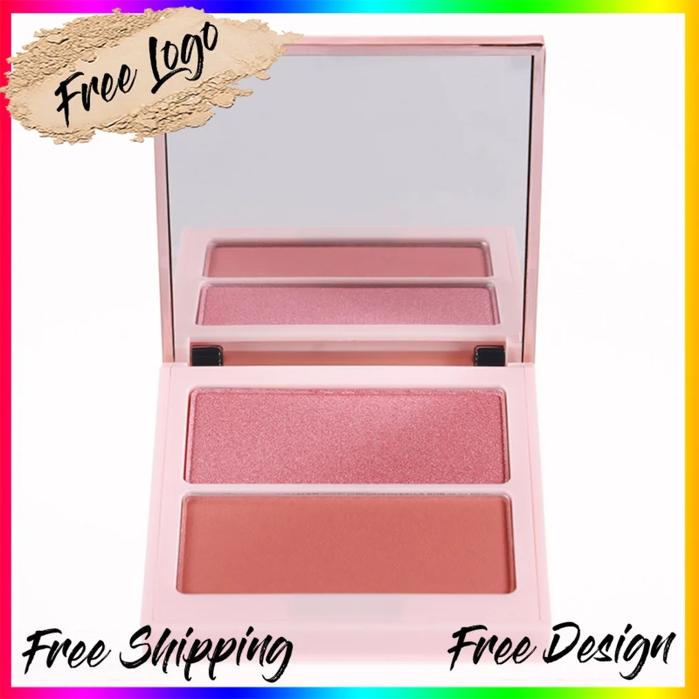

Custom Logo Vegan Long Lasting Cheek Rouge Dual Color Blush Palette Natural Matte Highlighter Blusher Makeup Beauty Cosmetic