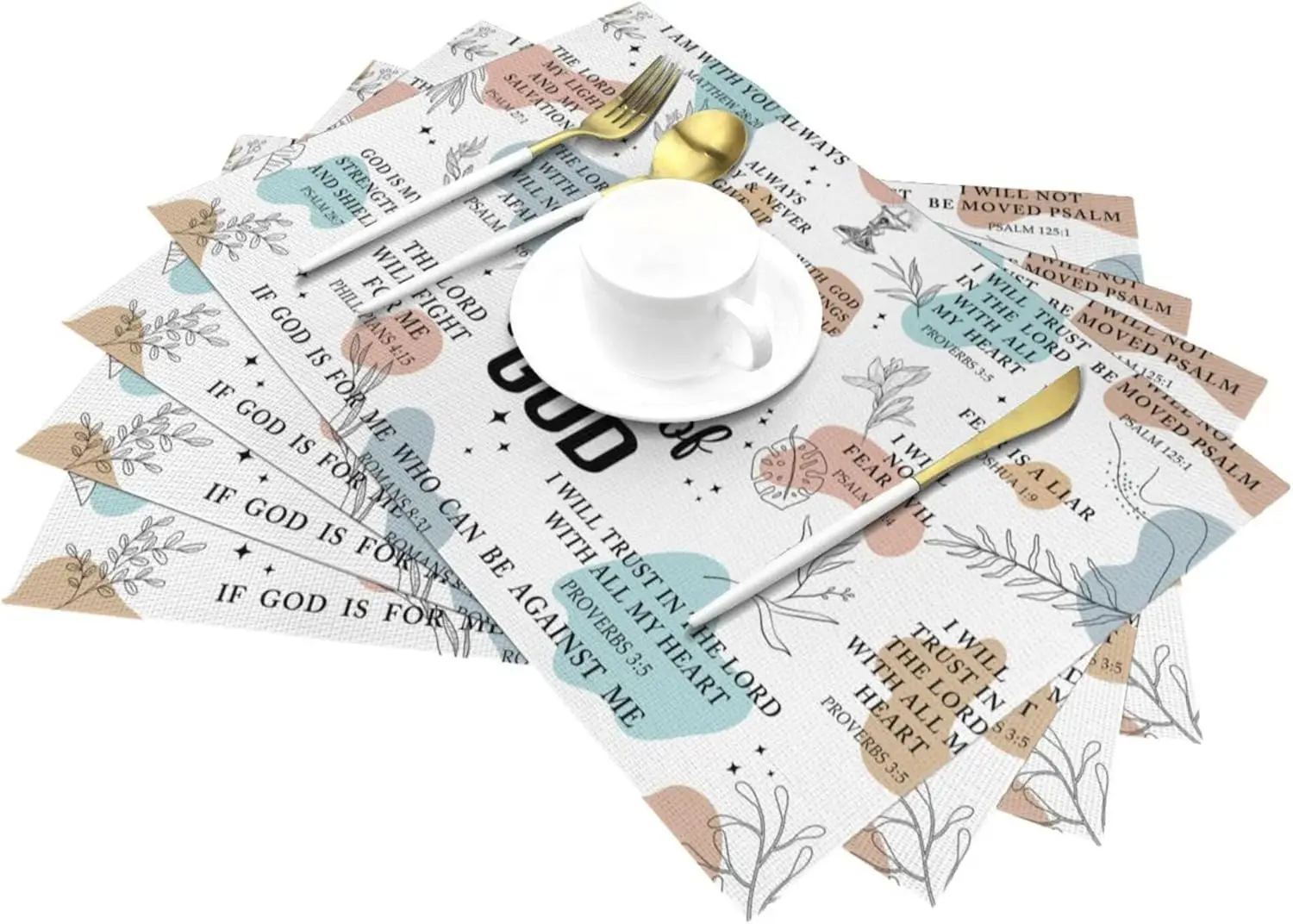 Christian Placemats Set of 4, Washable God Table Place Mats for Kitchen Holiday Party Farmhouse Decor Religious Happy Easter Day