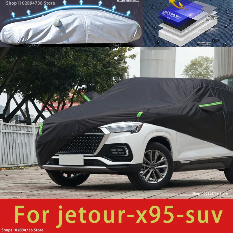 For Jetour X95 Fit Outdoor Protection Full Car Covers Snow Cover Sunshade Waterproof Dustproof Exterior black car cover